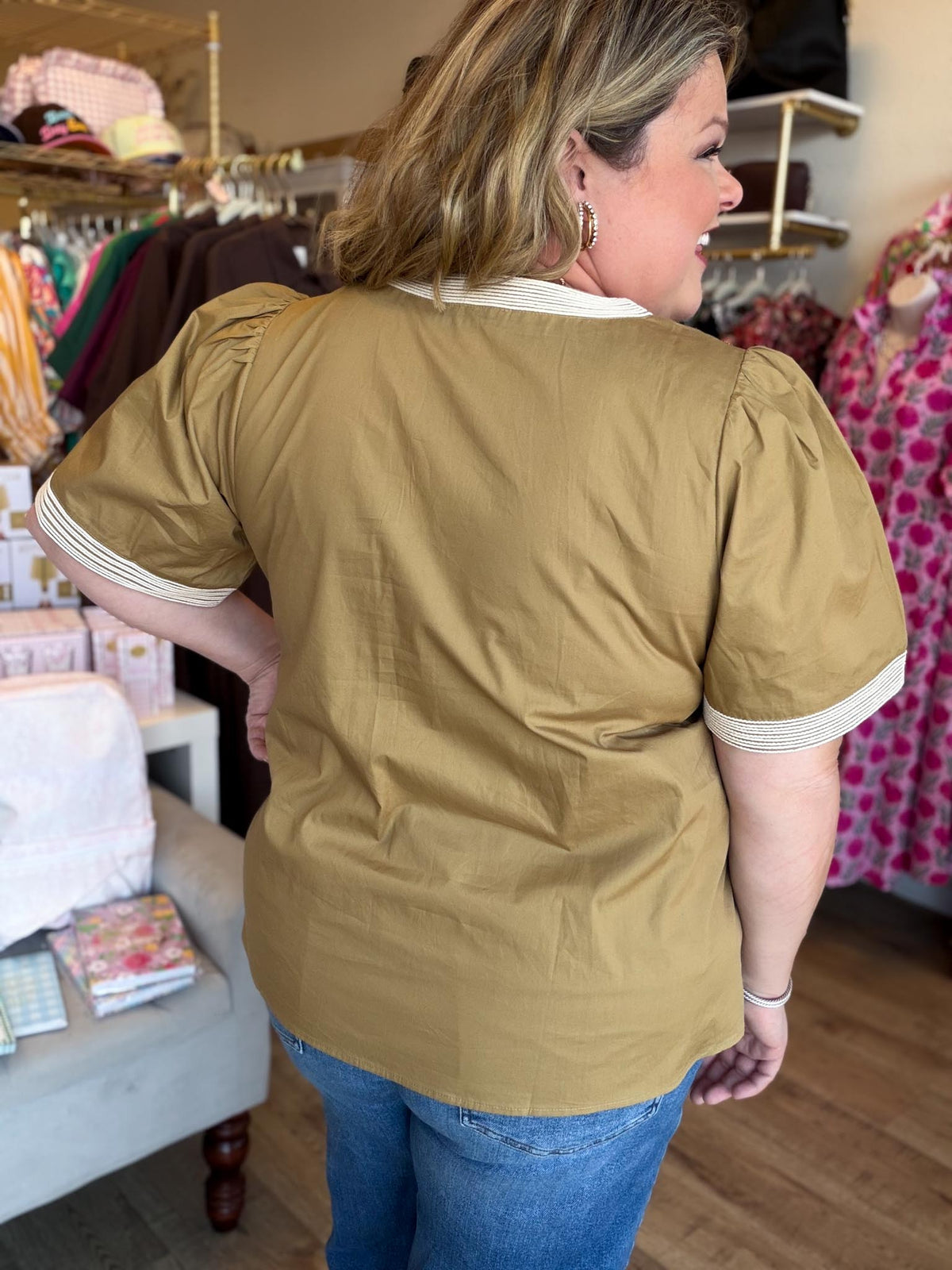 The Last Bloom Plus-Size Olive Embroidered Top