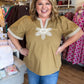 The Last Bloom Plus-Size Olive Embroidered Top