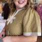 The Last Bloom Plus-Size Olive Embroidered Top