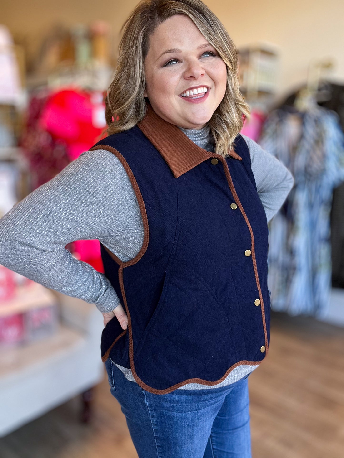 The Lexington Luxe Navy Corduroy Vest