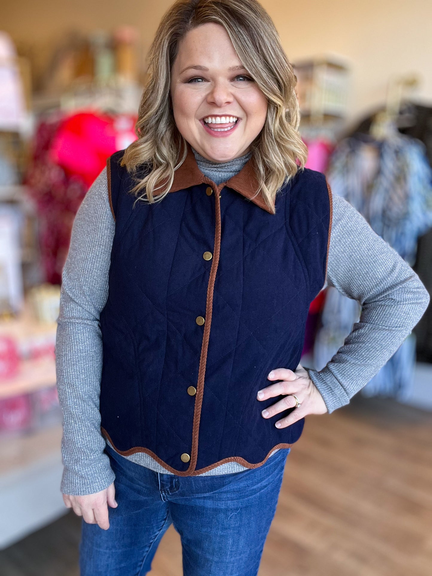 The Lexington Luxe Navy Corduroy Vest