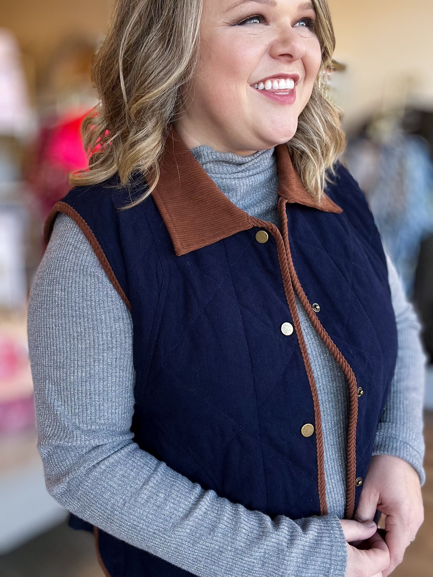 The Lexington Luxe Navy Corduroy Vest