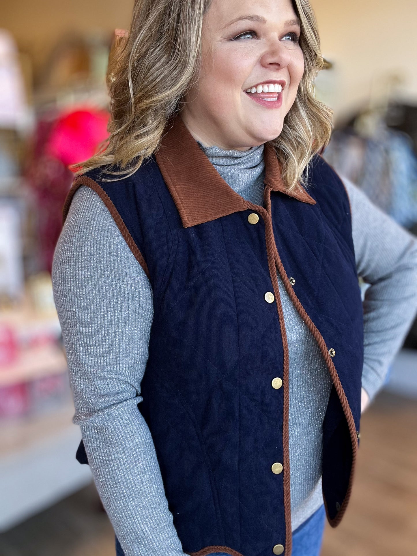 The Lexington Luxe Navy Corduroy Vest