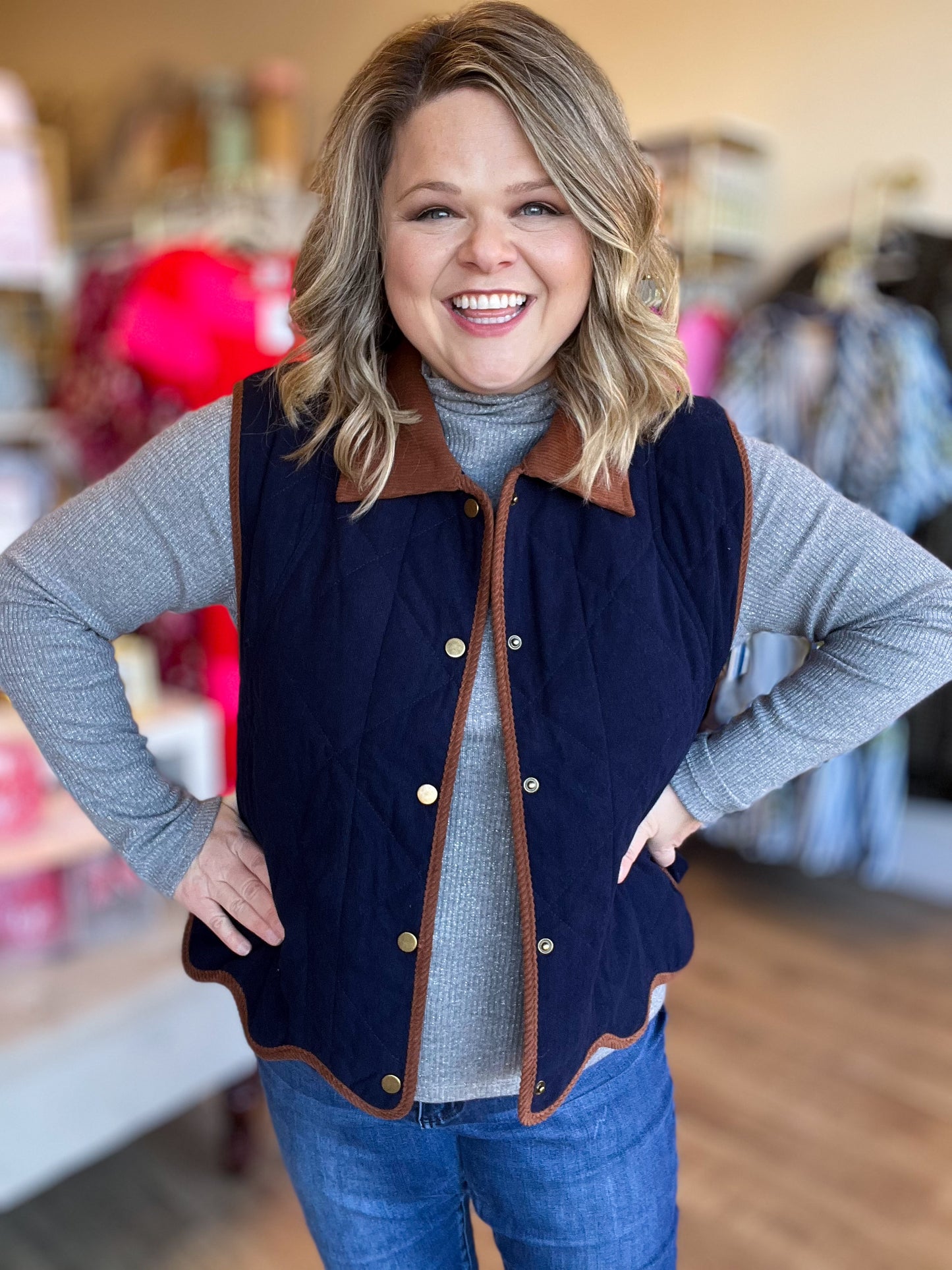 The Lexington Luxe Navy Corduroy Vest