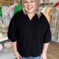 The Minimal Moment Curvy Black Knit Collar Top