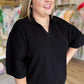 The Minimal Moment Curvy Black Knit Collar Top