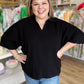 The Minimal Moment Curvy Black Knit Collar Top