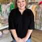 The Minimal Moment Curvy Black Knit Collar Top