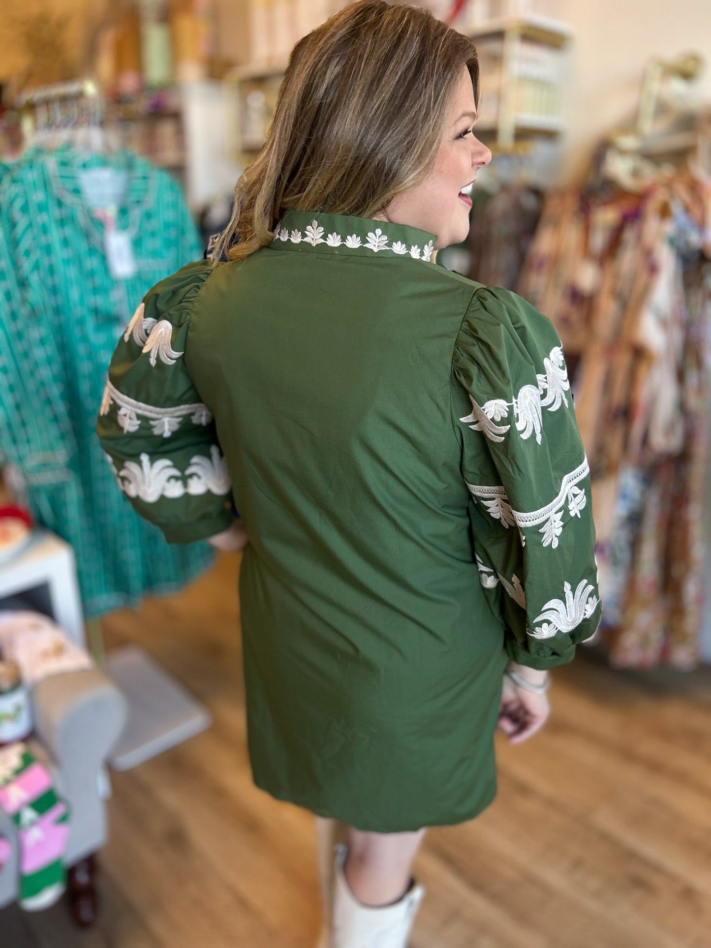 The Olive Hour Embroidered Mini Dress