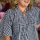 The Patch Party Curvy Black Gingham Top
