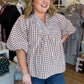 The Patch Party Curvy Brown Gingham Top