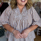 The Patch Party Curvy Brown Gingham Top