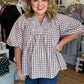 The Patch Party Curvy Brown Gingham Top