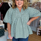 The Patch Party Curvy Hunter Green Gingham Top