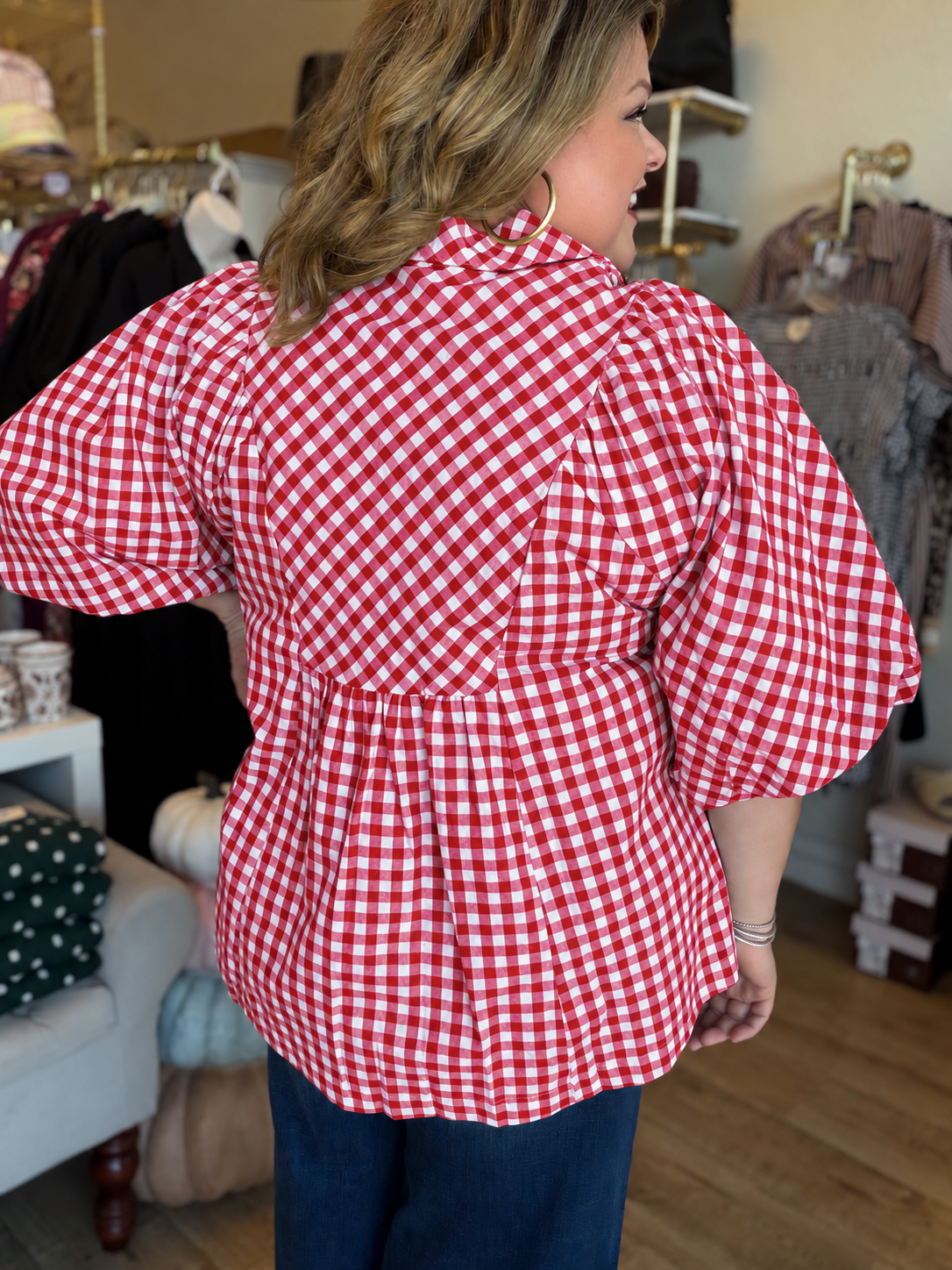 The Patch Party Curvy Red Gingham Top