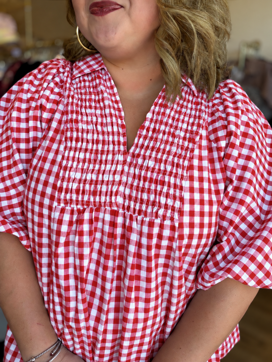 The Patch Party Curvy Red Gingham Top