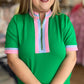 The Polished Edge Curvy Green Contrast Trim Casual Dress