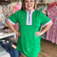 The Polished Edge Curvy Green Contrast Trim Casual Dress