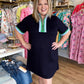 The Polished Edge Curvy Navy Contrast Trim Casual Dress