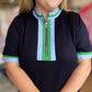 The Polished Edge Curvy Navy Contrast Trim Casual Dress