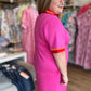 The Polished Edge Curvy Pink Contrast Trim Casual Dress
