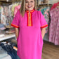 The Polished Edge Curvy Pink Contrast Trim Casual Dress