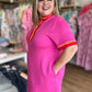 The Polished Edge Curvy Pink Contrast Trim Casual Dress