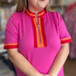 The Polished Edge Curvy Pink Contrast Trim Casual Dress