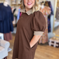 The Polo Club Curvy Brown Collared Mini Dress