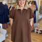The Polo Club Curvy Brown Collared Mini Dress