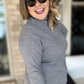The Shimmer Season Curvy Charcoal Ribbed Top