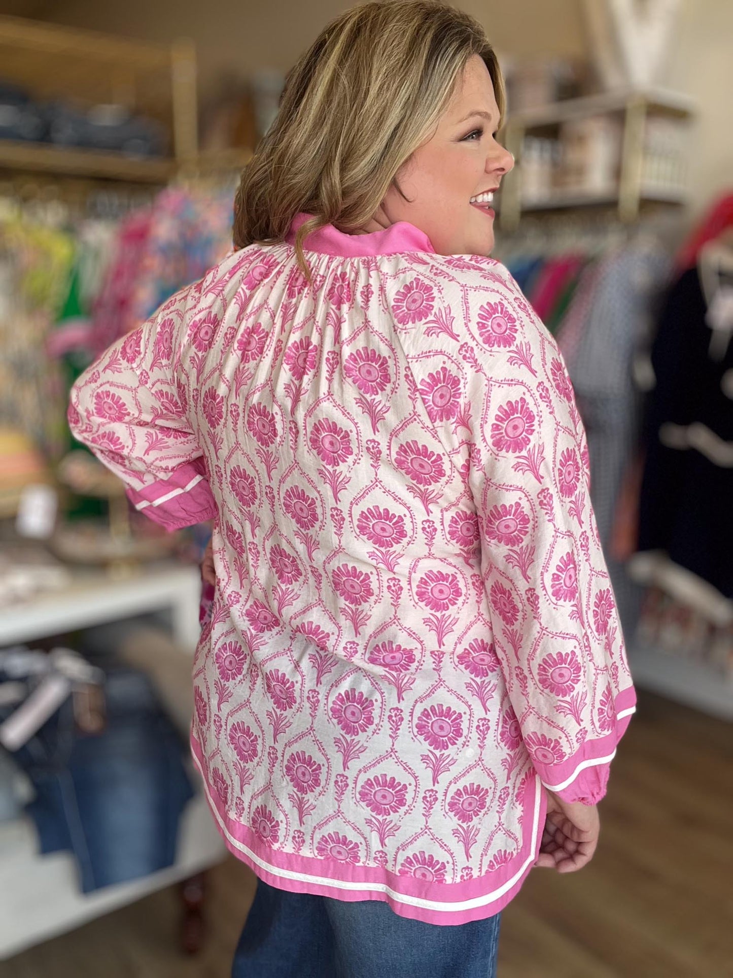 The Sweet Life Curvy Pink & White Top