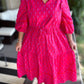 Think Pink Plus-Size Geo Floral Midi Dress