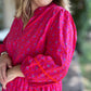 Think Pink Plus-Size Geo Floral Midi Dress