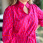 Think Pink Plus-Size Geo Floral Midi Dress