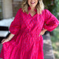 Think Pink Plus-Size Geo Floral Midi Dress