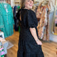 This Christmas Plus-Size Black Jacquard Dress