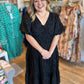 This Christmas Plus-Size Black Jacquard Dress