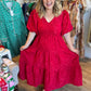 This Christmas Plus-Size Red Jacquard Dress