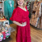 This Christmas Plus-Size Red Jacquard Dress