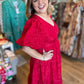 This Christmas Plus-Size Red Jacquard Dress