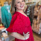 This Christmas Plus-Size Red Jacquard Dress