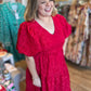 This Christmas Plus-Size Red Jacquard Dress