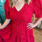 This Christmas Plus-Size Red Jacquard Dress