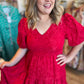 This Christmas Plus-Size Red Jacquard Dress