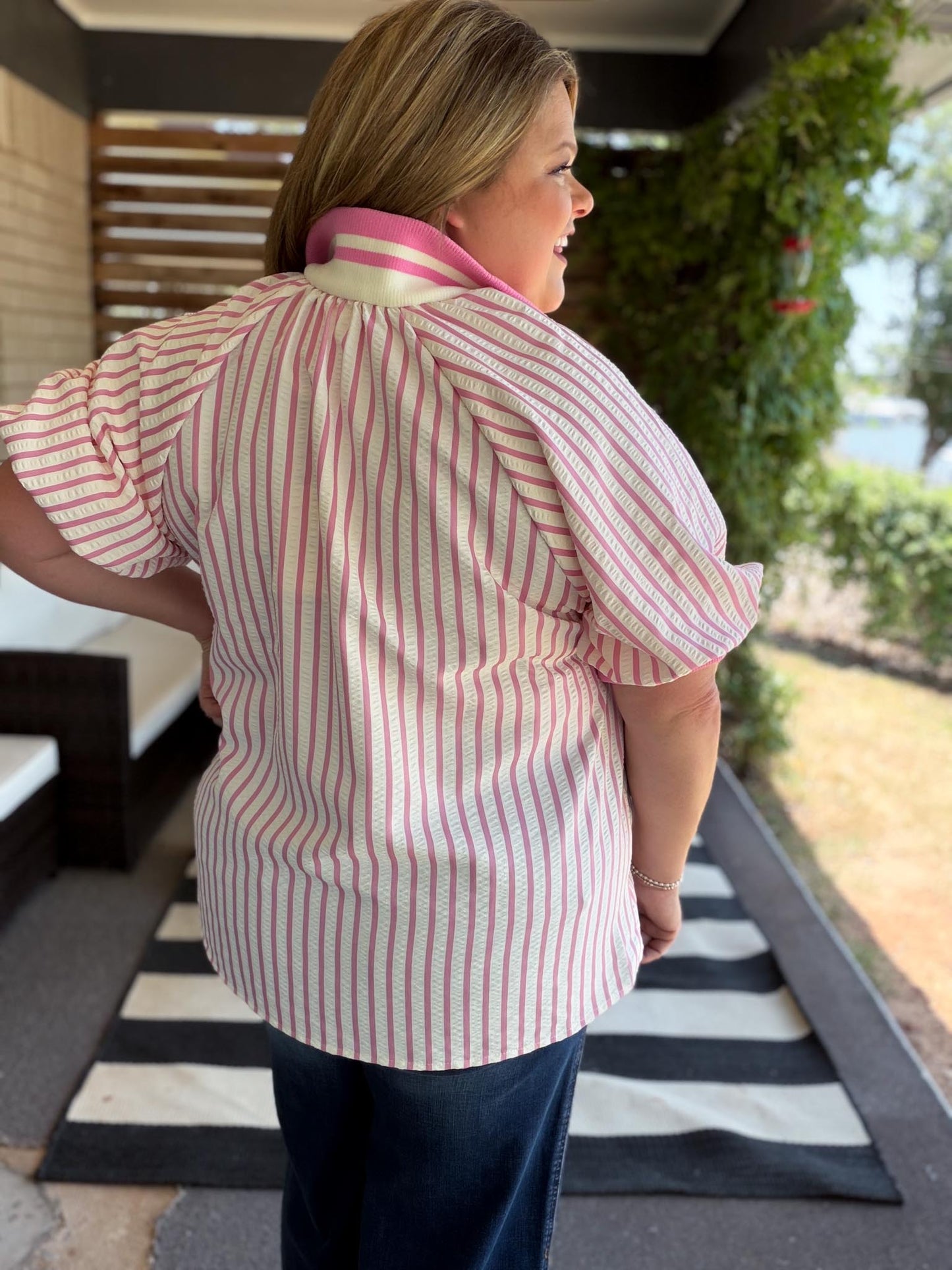 Tickled Pink Curvy Pink Ribbed Top