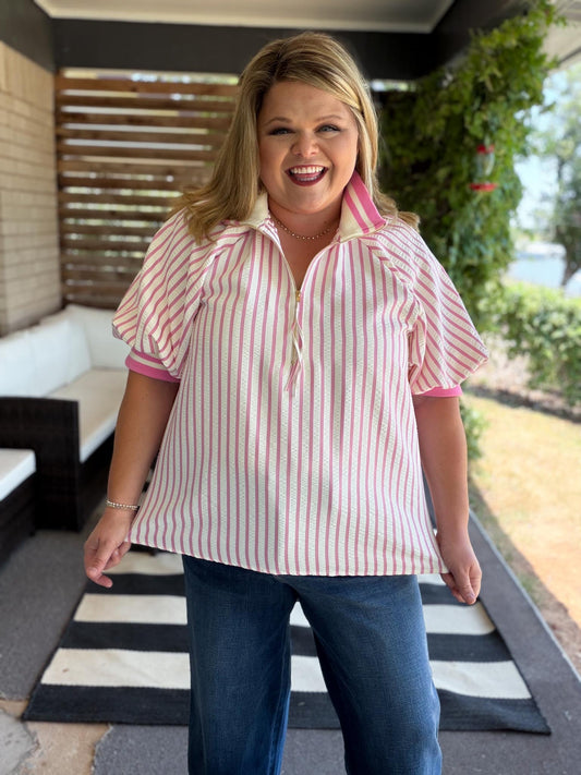 Tickled Pink Curvy Pink Ribbed Top