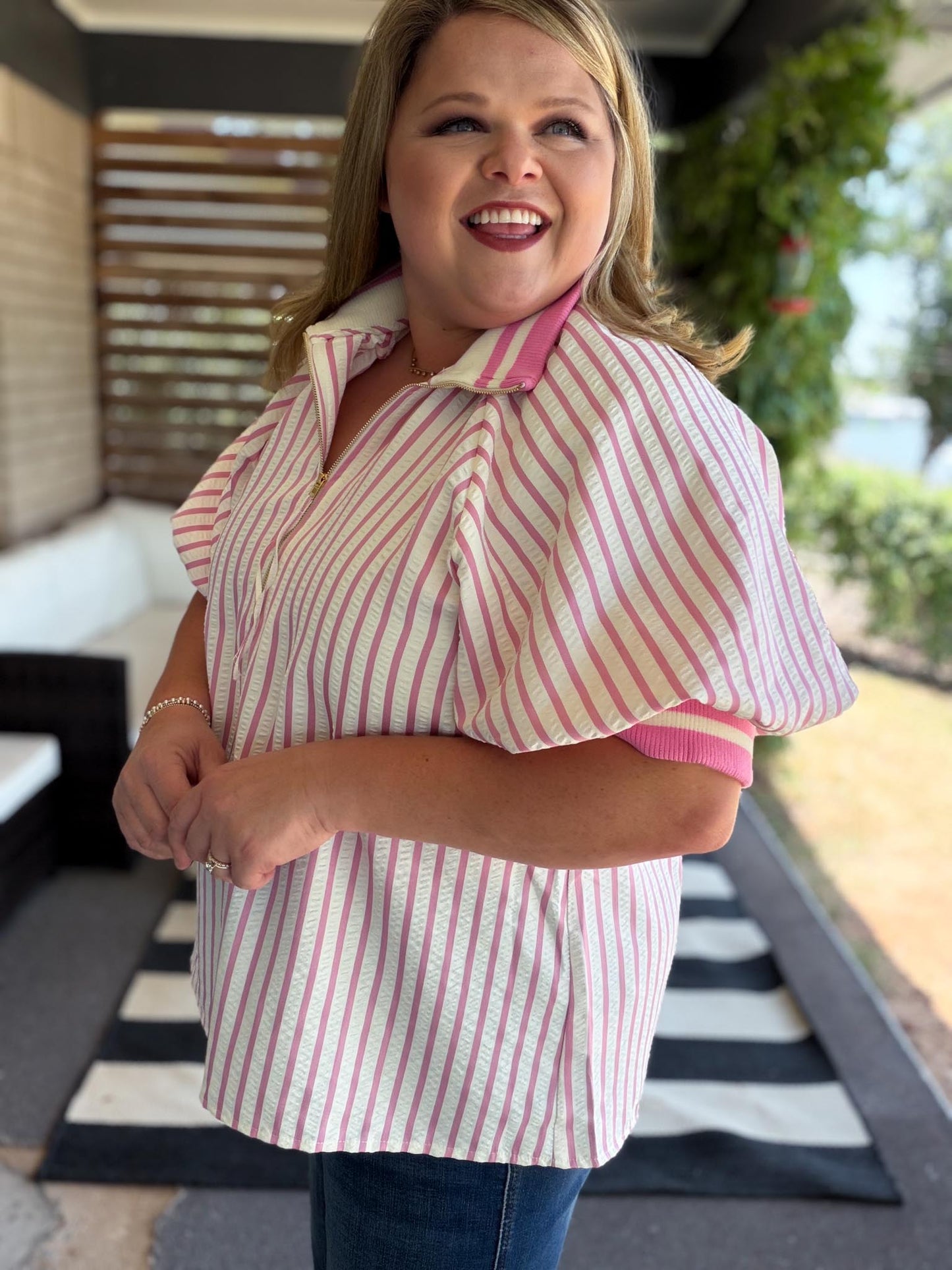 Tickled Pink Curvy Pink Ribbed Top