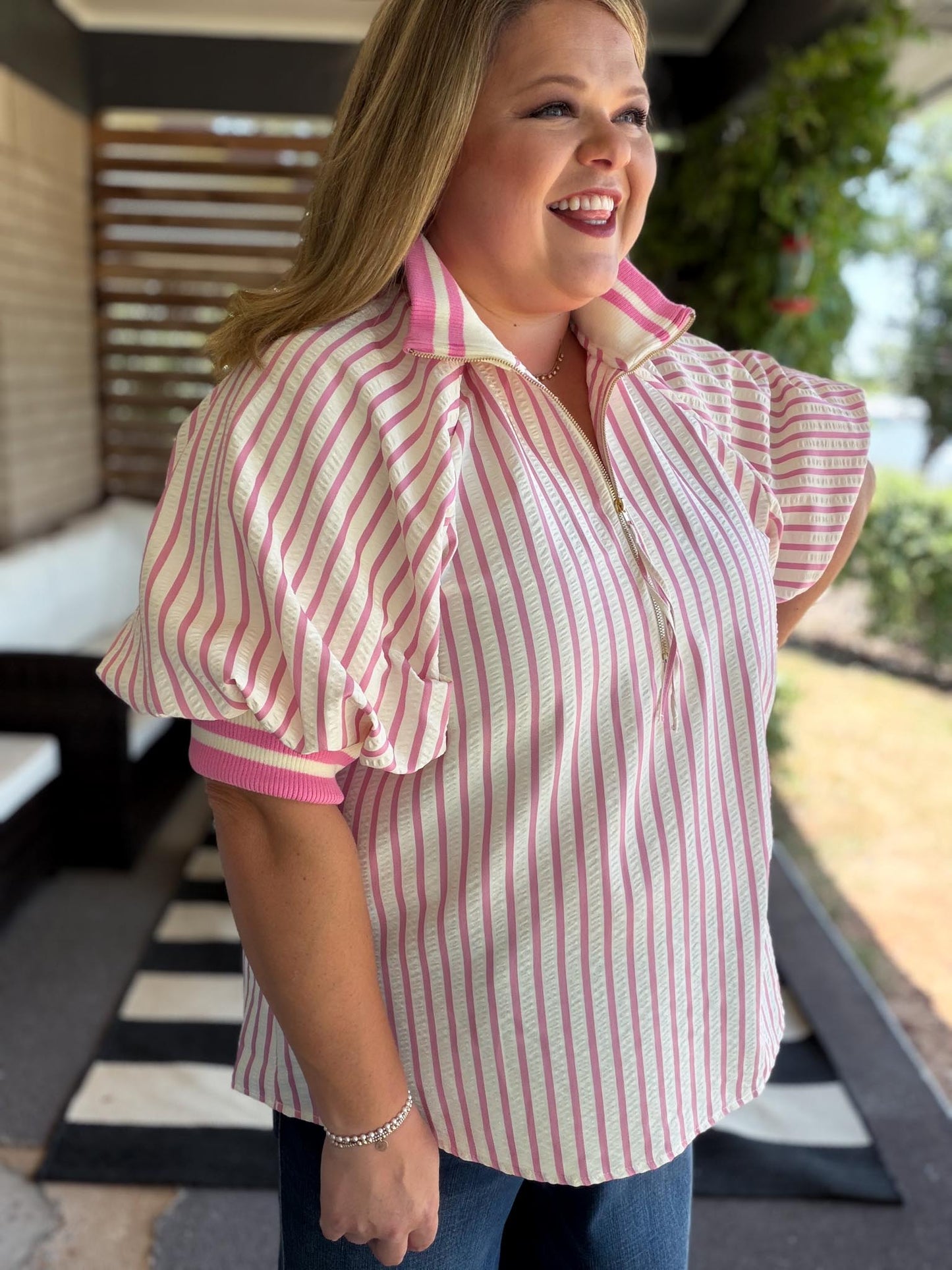 Tickled Pink Curvy Pink Ribbed Top