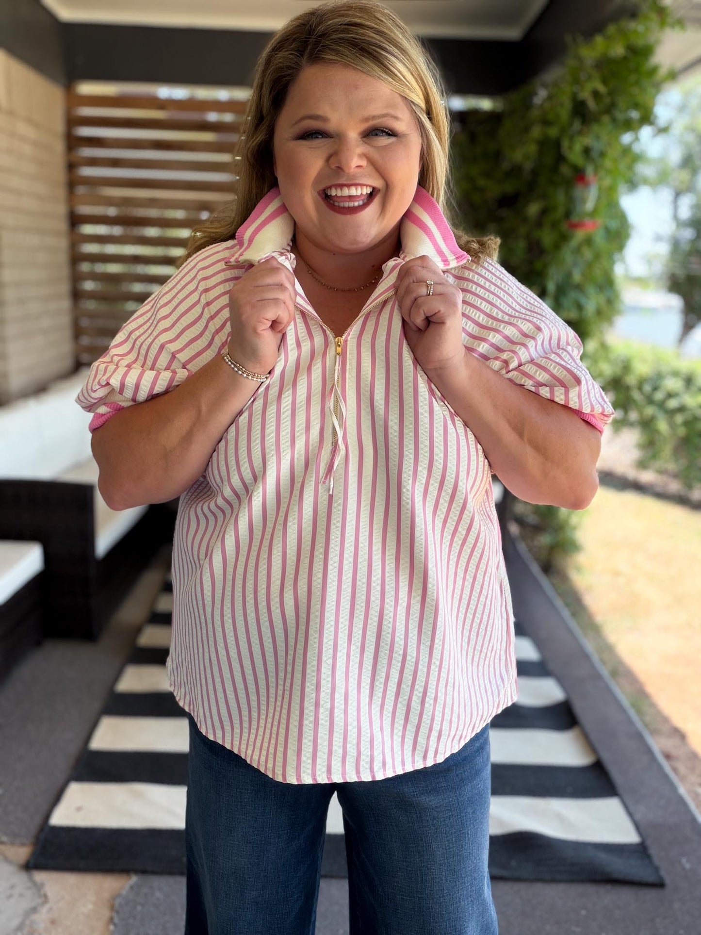 Tickled Pink Curvy Pink Ribbed Top